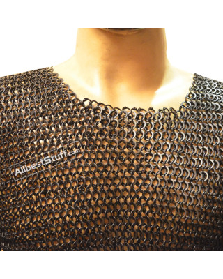 Medieval Body Armour Round Riveted Flat Solid Chain Mail Chest 40